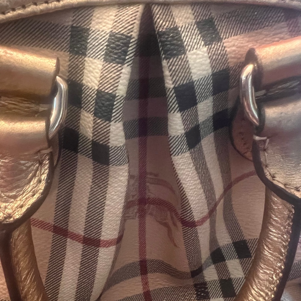 Burberry Tan and Gold Mini Bag with Plaid Pattern - Picture 5 of 7